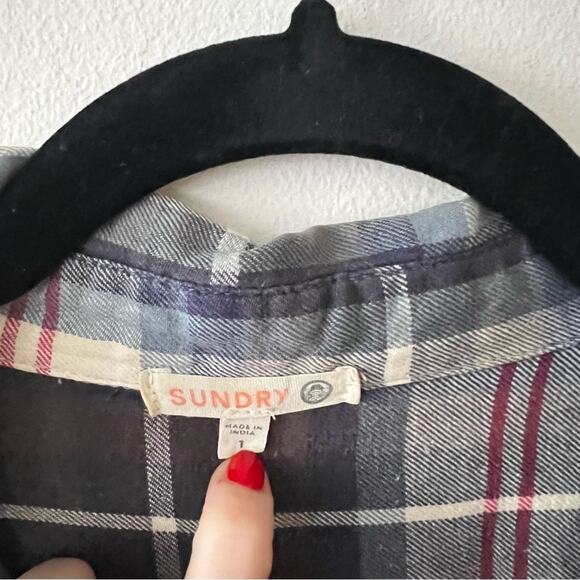 Sundry Flannel Plaid Button Up Shirt - Picture 3 of 6